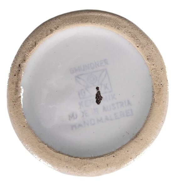 Vtg Gmundner Keramik Alpine Flowers Creamer Pitcher with Lid Hand Painted Green - Picture 8 of 15